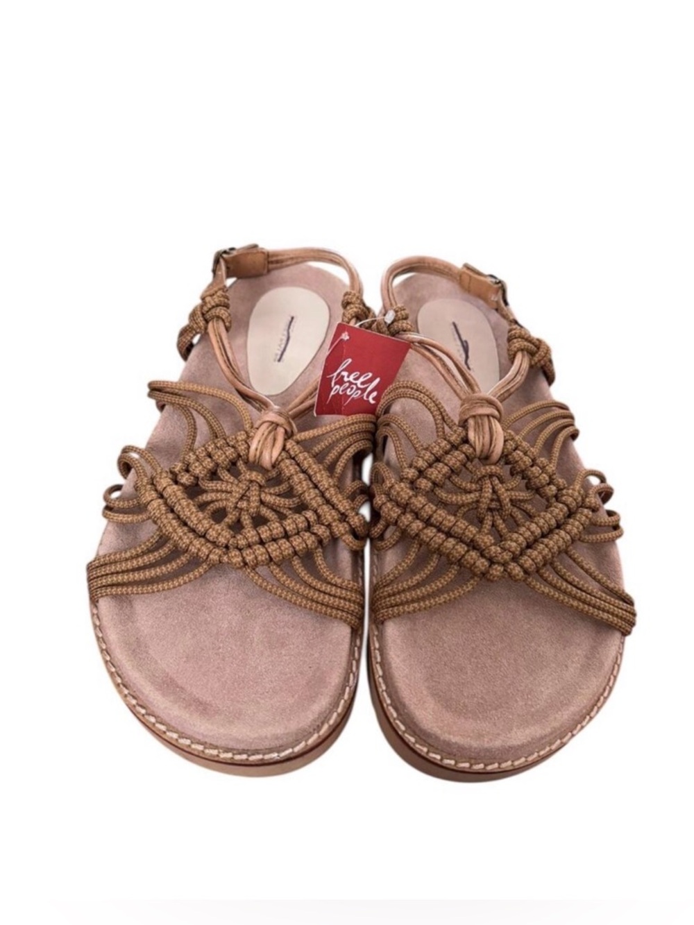 Free People Marla Rope Sandals Women’s 8 Tan Woven Slingback Summer Comfort NEW